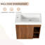 Meuble-lavabo flottant de 20 po, lavabo en résine, porte à fermeture en douceur, aspect contemporain, meuble-lavabo mural moderne au fini noyer, 20 po, compact, sanitaire, couleur