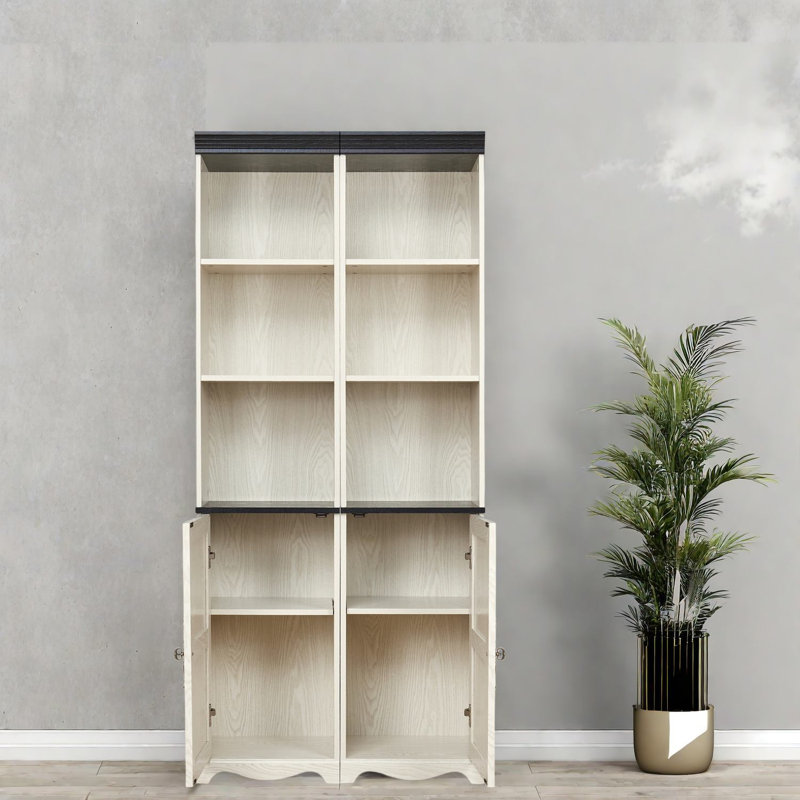 Bibliothèques peu encombrantes avec rangement, tablette de porte de grange ajustable en panneau de fibres à densité moyenne, style maison de campagne rustique pour le bureau à domicile