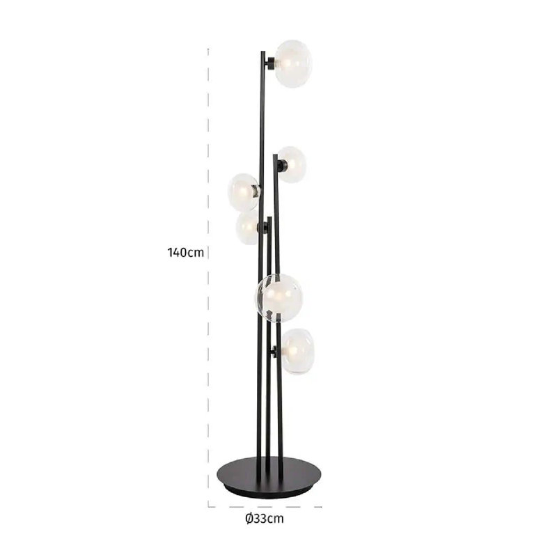 Lampe sur pied à branches 55 po, Noir