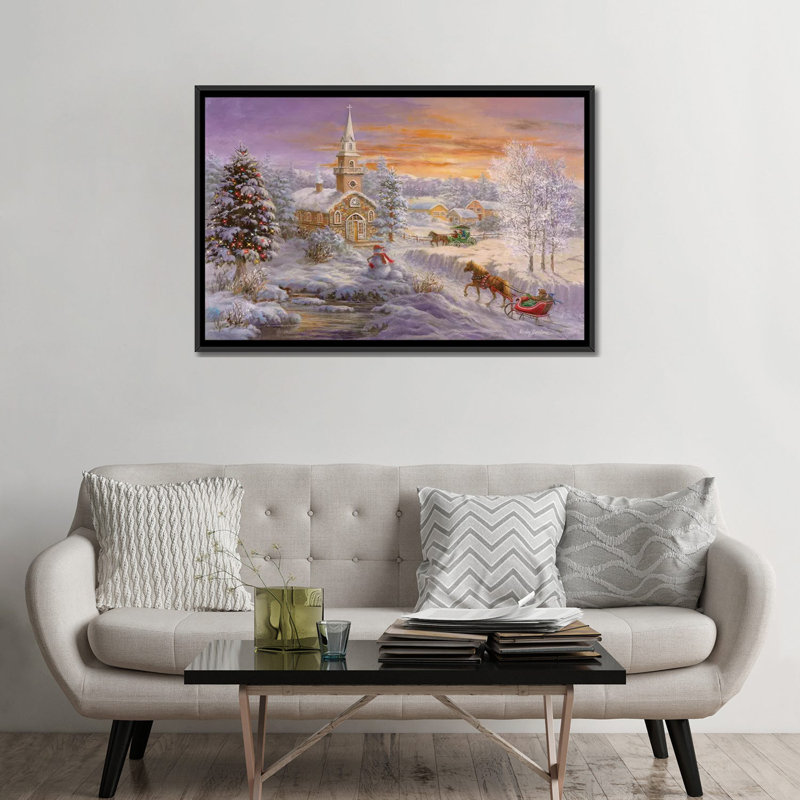 «Holiday Woration», reproduction d'art sur toile, H 18 po x l 26 po x P 1,5 po, Toile avec cadre noir, Pas de tapis