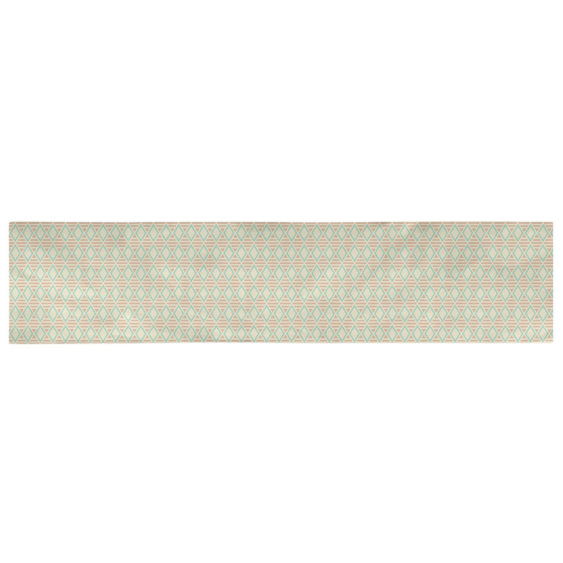 Chemin de table à carreaux géométriques Avicia, 73,5 po x 17,5 po, Sarcelle / orange, Coton