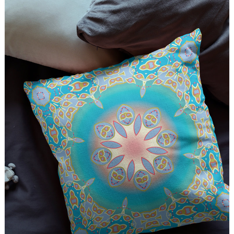  Housse de coussin carré et insert, H 20 po x l 20 po, Bleu / Vert, Fermeture éclair