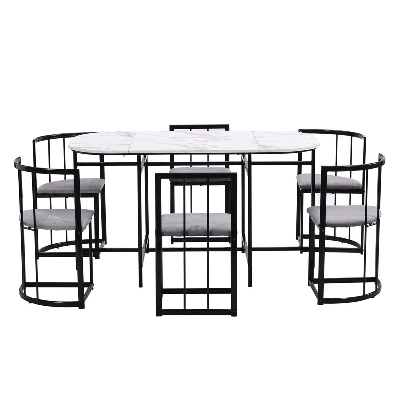 Christer 6 - Person Dining Set, Black, Black/Grey