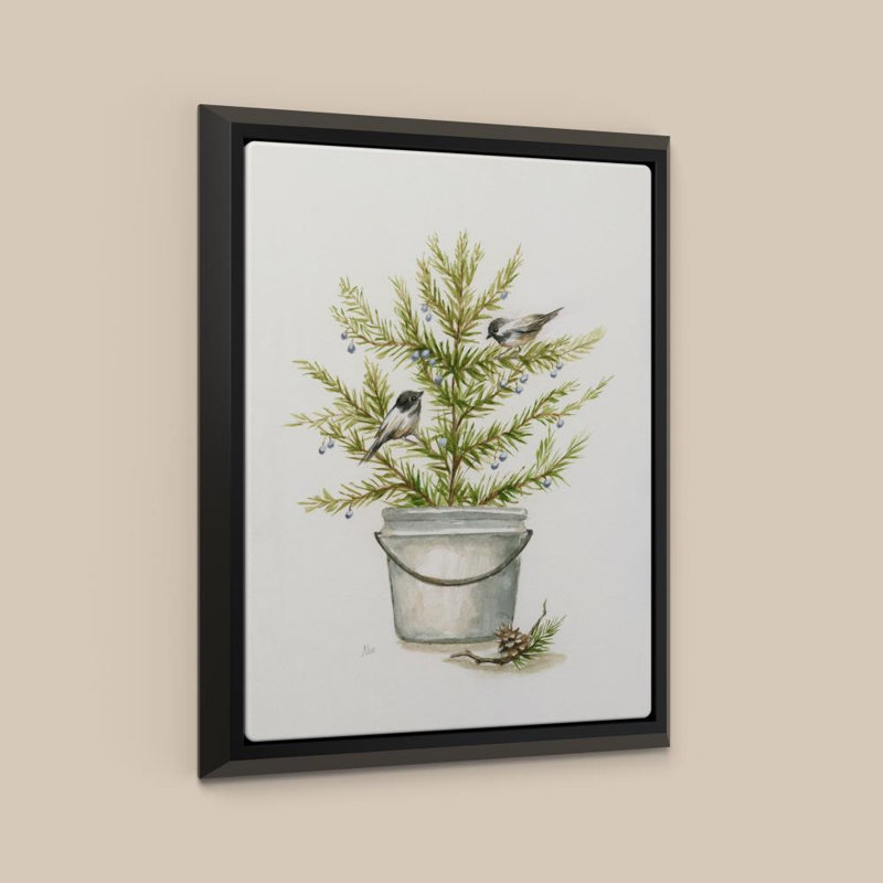 «Winter Bounty II» par Nan - Impression sur toile, 18 po x 24 po, Cadre flottant biseauté, Noir