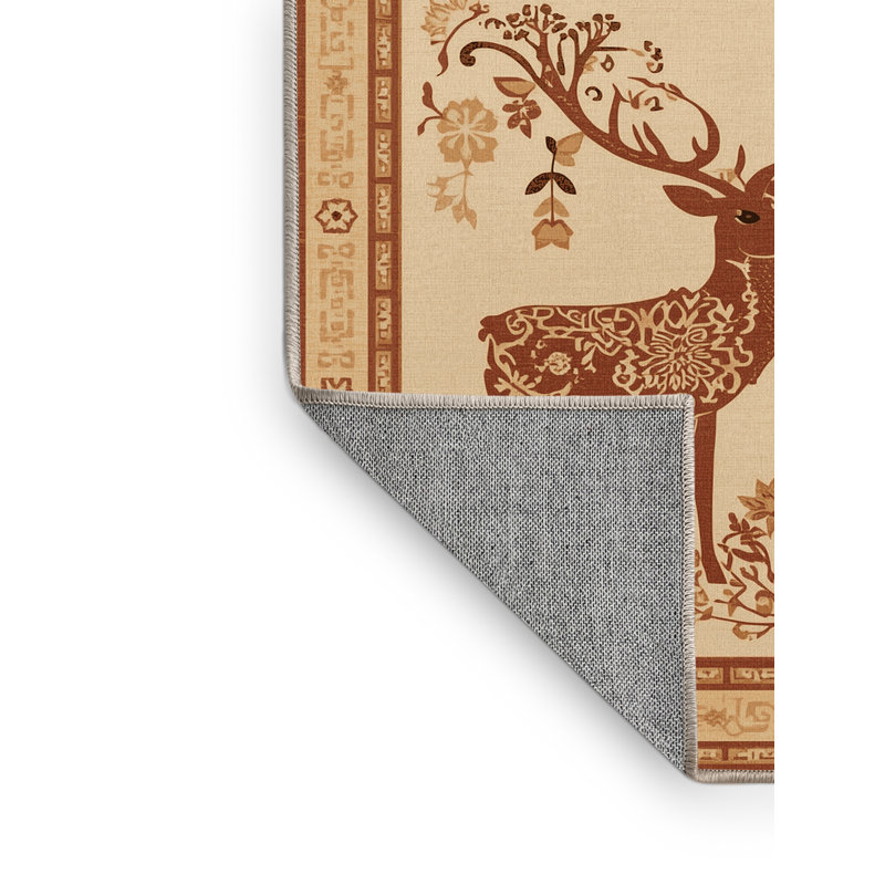 Tapis oriental brun caribou oscar lavable à la machine, 7 x 9
