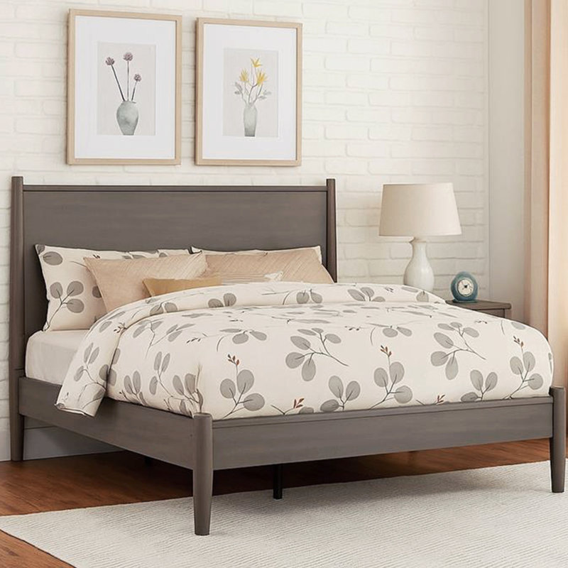 Lit plateforme en bois gris Mid-Century