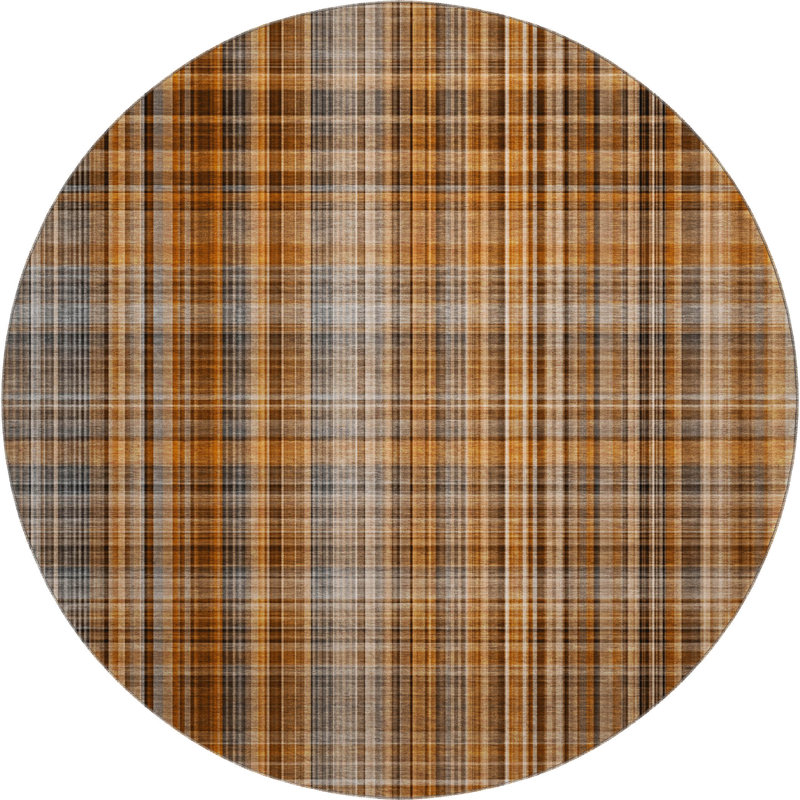 Premium Machine Washable Cerrito AMF541 Terracotta Rug, Round 8'