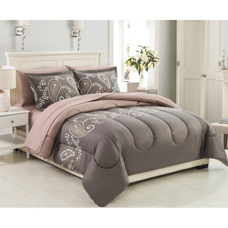 Ensemble d'édredon en duvet d'oie douce et moelleux 7 pièces avec ensemble de draps 4 pièces Marina