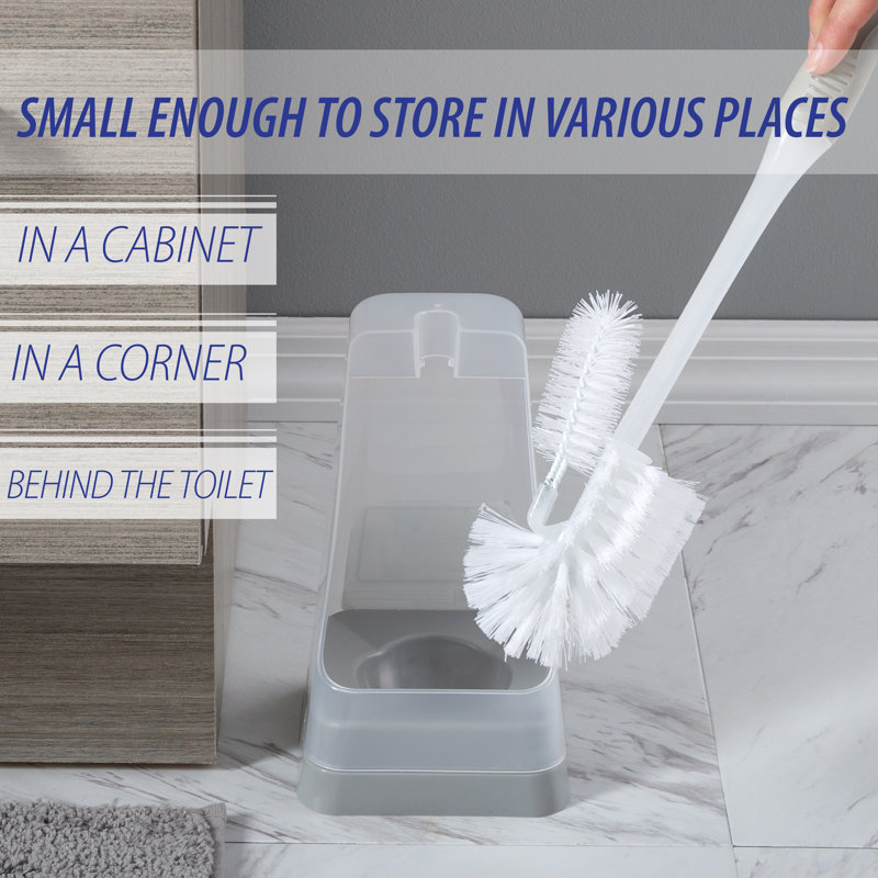Clear Plastic Toilet Brush and Holder Set of 2