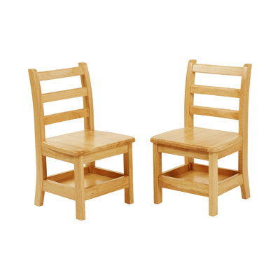 ECR4Kids Three-Rung Ladderback Chair with Storage, 12in Seat Height, Kids Furniture, Honey, 2-Pack