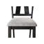 Table de salle à manger extensible 5 pièces de style maison de campagne transitionnelle, bois massif, finition gris anthracite blé, chaises rembourrées, 2 tiroirs de 14 po, 6 places assises pour la conception en bois, avec des feuilles autoportantes, espace-265130747
