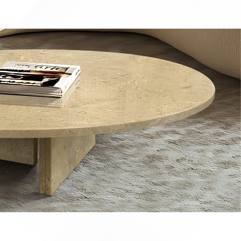 Table basse Marble Stone, Beige, H 9,8 po x l 35,4 po x P 35,4 po