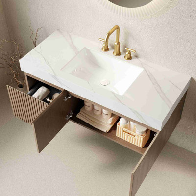 Modern Floating Bathroom Vanity with Sintered Stone Top
