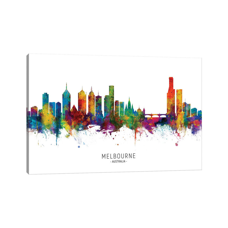 «Melbourne Australie Skyline» par Michael Tompsett, impression sur toile tendue, H 26 po x l 40 po x 1,5 po