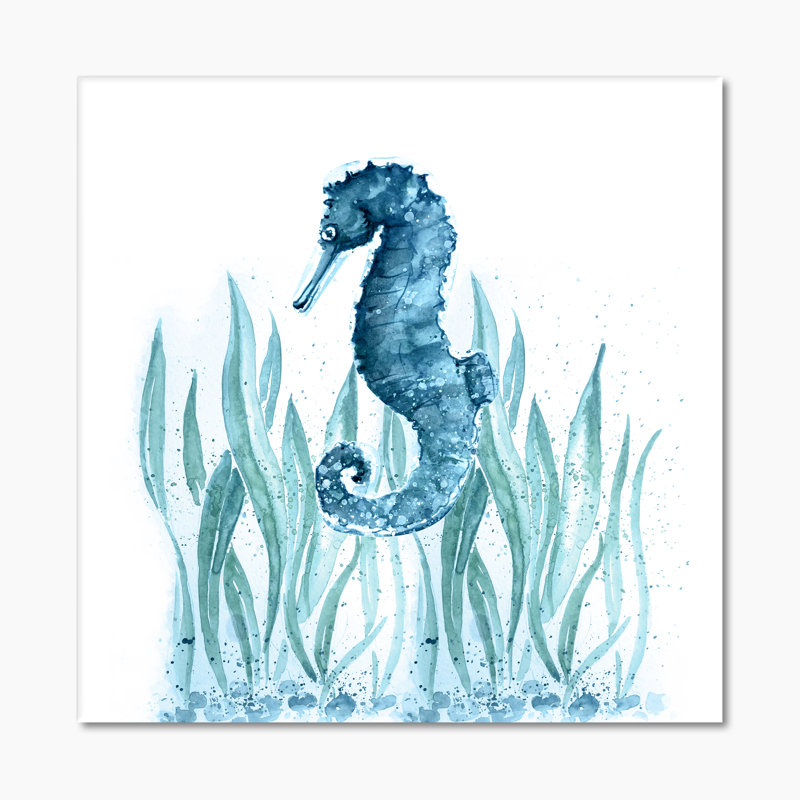Blue Art Seahorse - on, H 16 po x l 16 po x P 1 po, Toile tendue