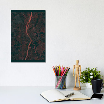 Budapest Infrared Urban Blueprint Map by Hubert Roguski - Wrapped Canvas Print