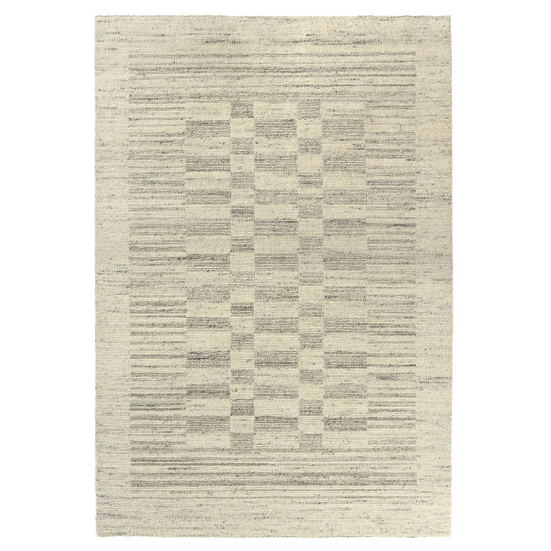 Tapis intérieur en laine noué à la main Adalyn, 9' x 12', Grey/Ivory
