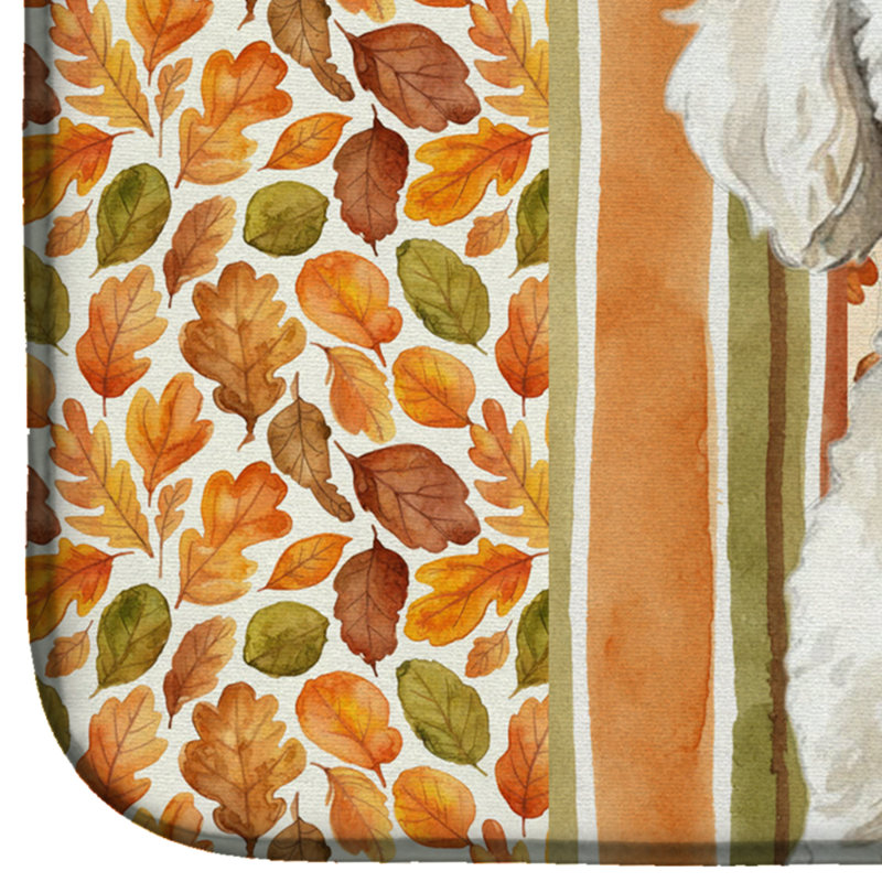 Toy White Poodle Heirloom Fall Dish Drying Mat