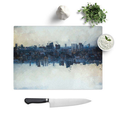Tempered Glass City Mirror Chopping Board