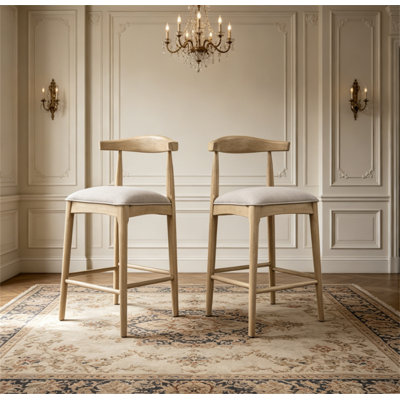 Counter Stool In Pebble Fabric (Set Of 2)
