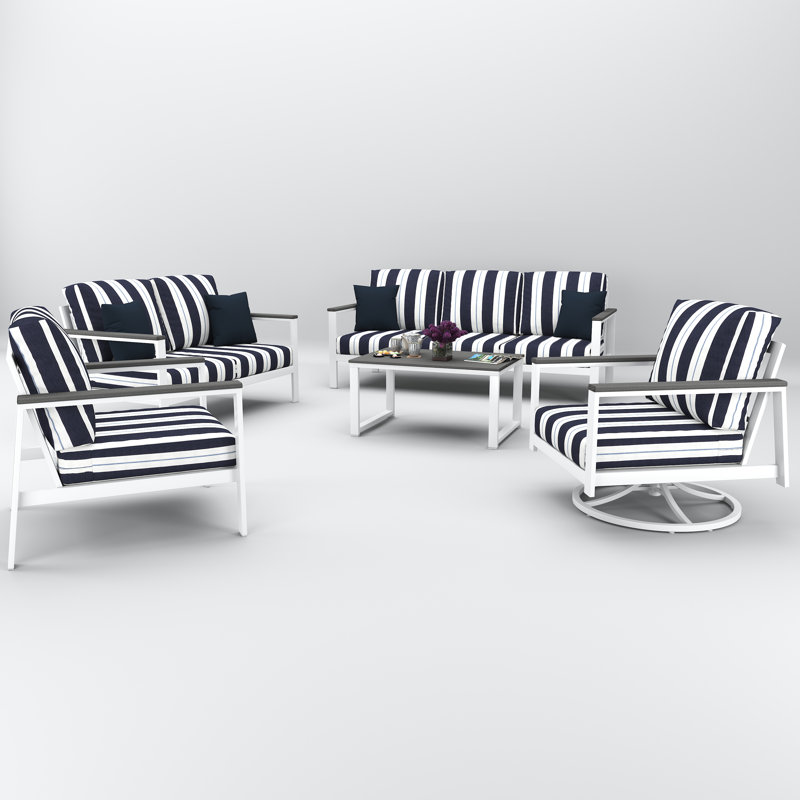 Ensemble de conversation avec coussins Sunbrella pour 7 personnes Townsend, Gris côtier