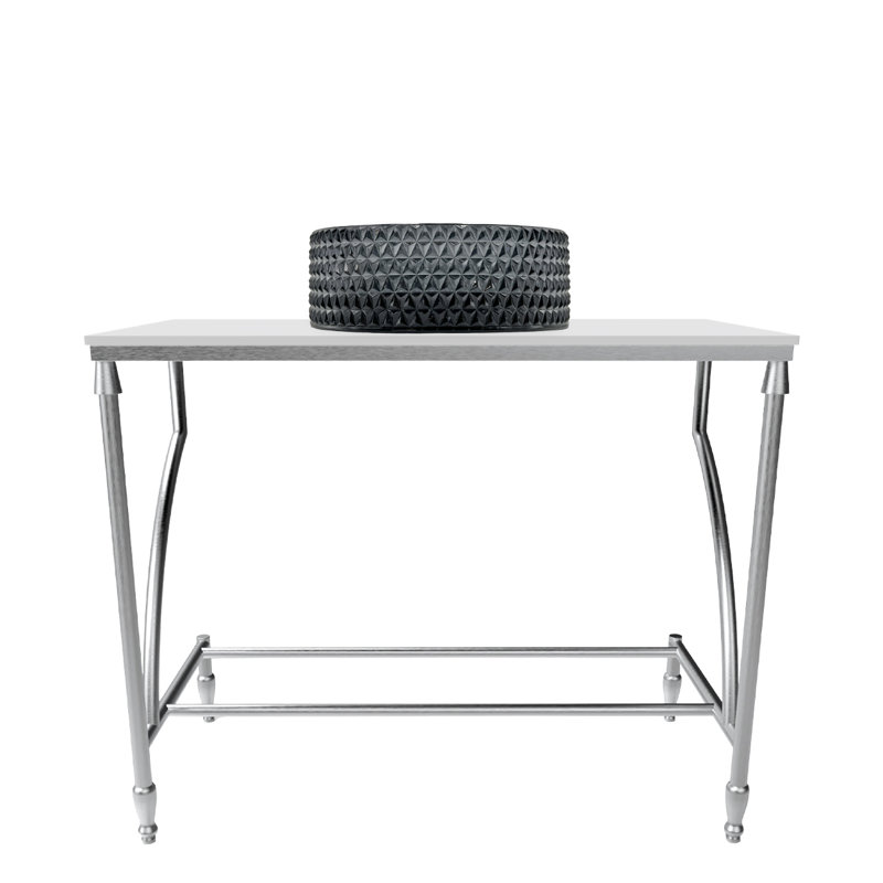 Évier de console lumineux en métal 36 po avec vasque en verre et surface solide, Noir, Blanc / argent