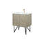 Meuble-lavabo rustique en acacia 30 po X P 20 po D, plateau en quartz blanc et robinet en or rose