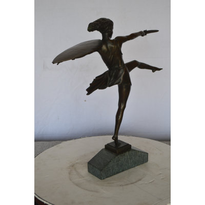 Pillay Woman Fighter with Sword Bronze Statue -  Size: 19"L x 5"W x 20"H.