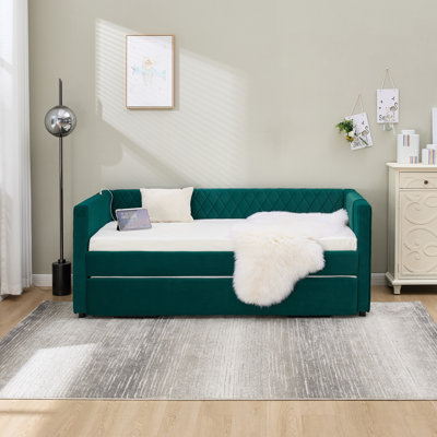 83.1" Velvet Daybed Pull-out Sofa Bed With Usb Port For Bedroom, Living Room by Mercer41