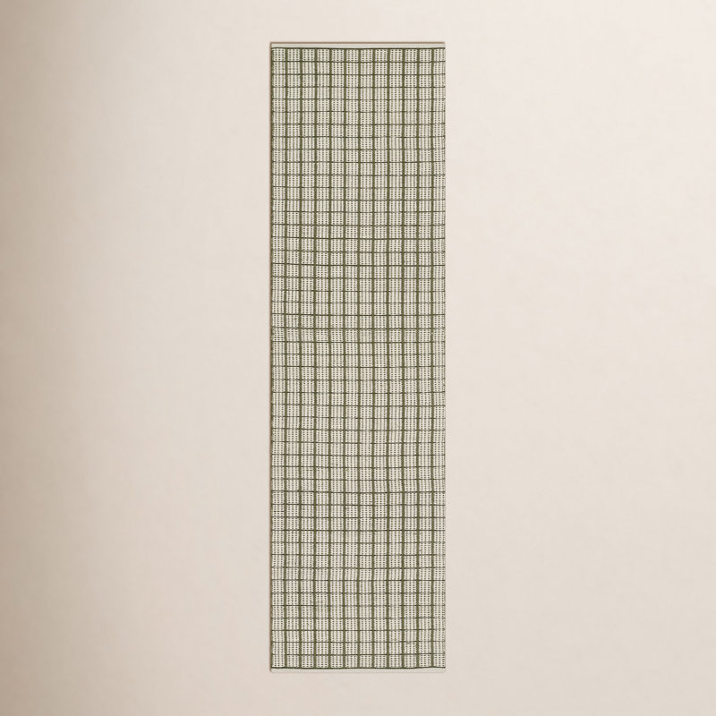 Tapis intérieur / extérieur blanc / vert Malmo, Tapis de couloir 2 pi 3 po x 8 pi