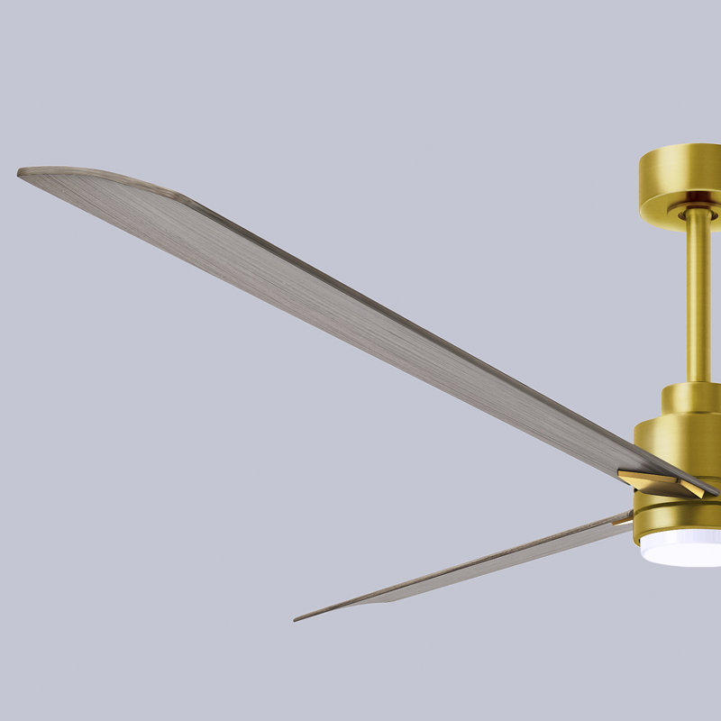 Ventilateur de plafond Alessandra, Laiton brossé, 72", Ton bois de frêne gris