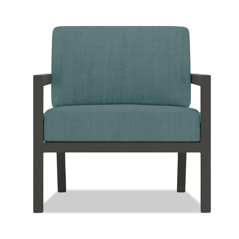 Vivant Patio Chair with Sunbrella® Cushions, Cast Lagoon Sunbrella® Plainweave, Black