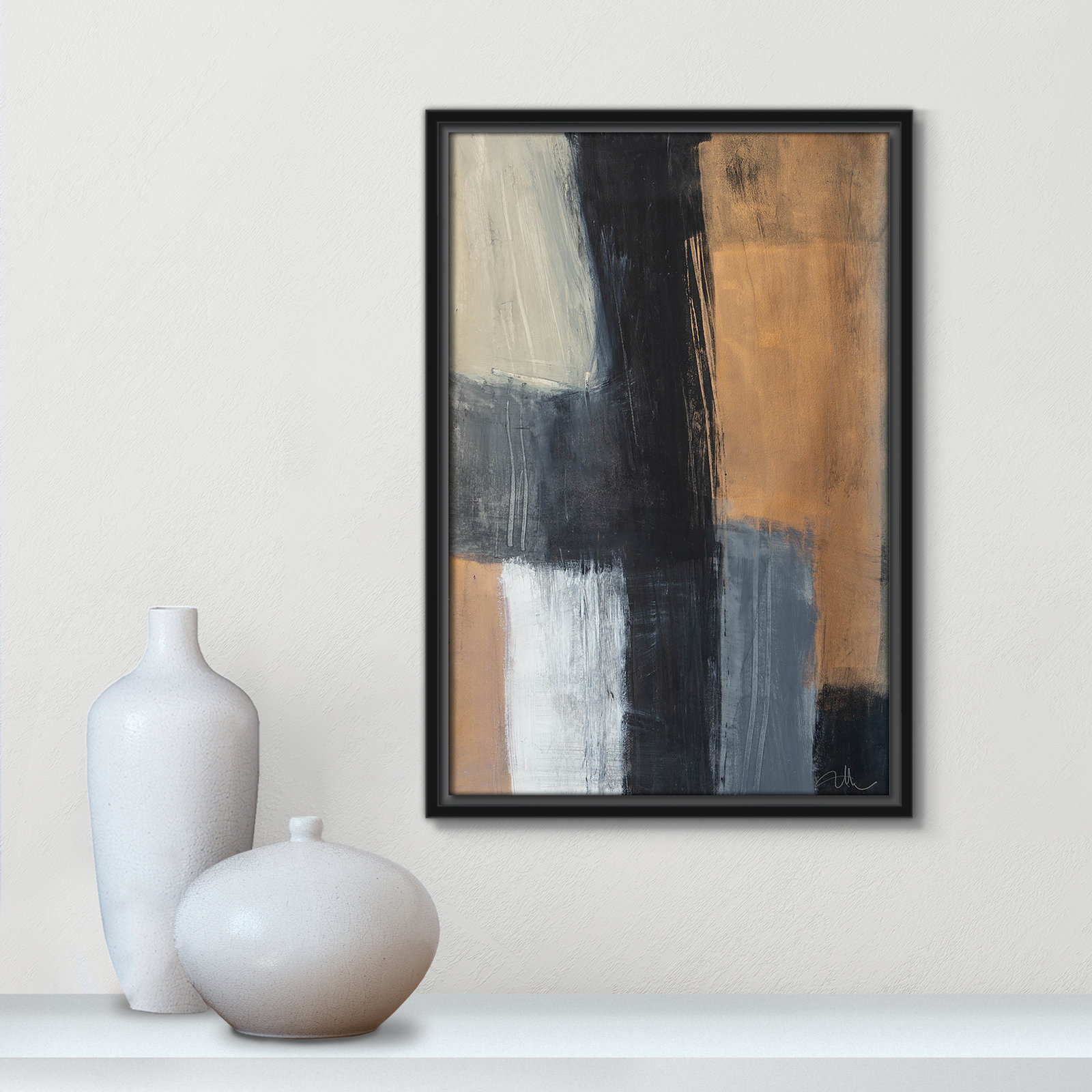 Calderon "Metallic Slate II" Print, 19.5" H x 13.5" W x 2" D, Black Floater Framed, No Mat