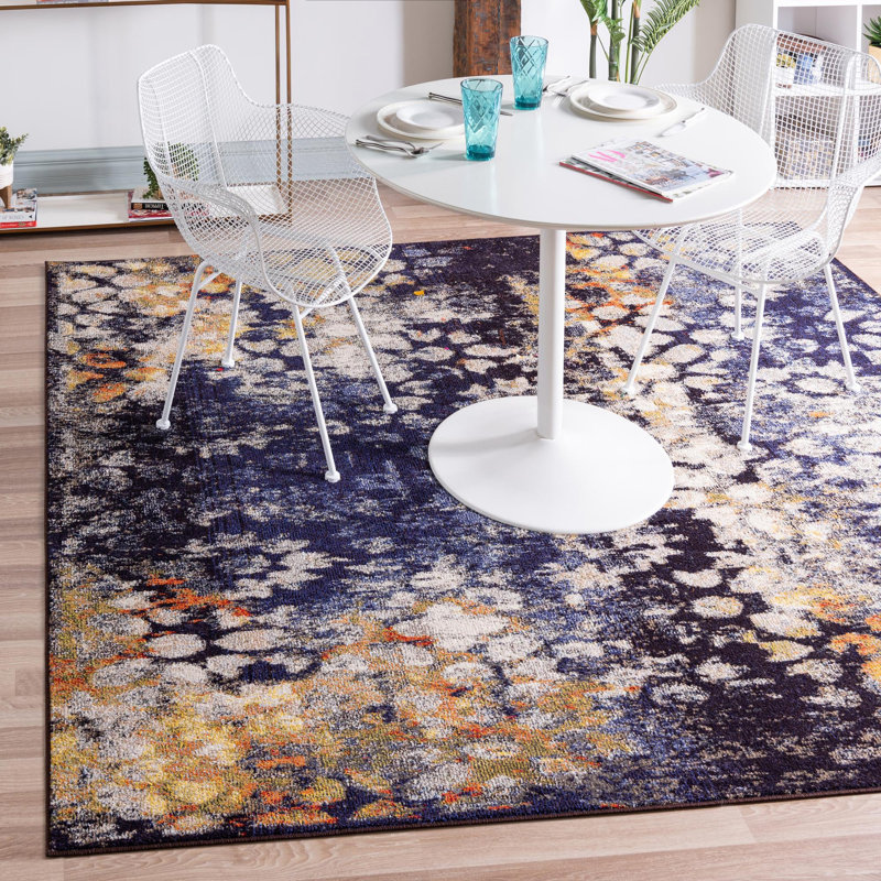 Tapis contemporain Vida couleur saphir, Carré 6 pi