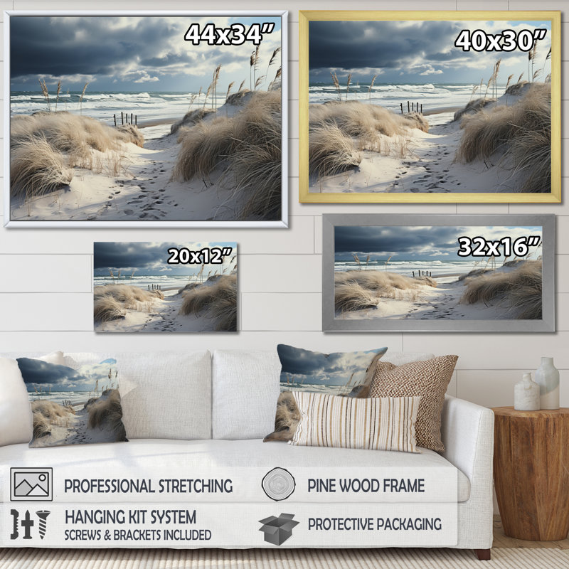 Beach Winter Reverie II - Nautique et plage, impressions sur toile, Cadre simple noir, H 30 po x l 40 po x P 1,5 po