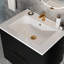 Meuble-lavabo suspendu noir moderne de 61 cm (24 pouces) avec lavabo en céramique et tiroir en forme de U, grand espace de rangement pour les produits de soins personnels. Tiroirs cannelés pour une durabilité accrue et une ouverture/fermeture fluide.
