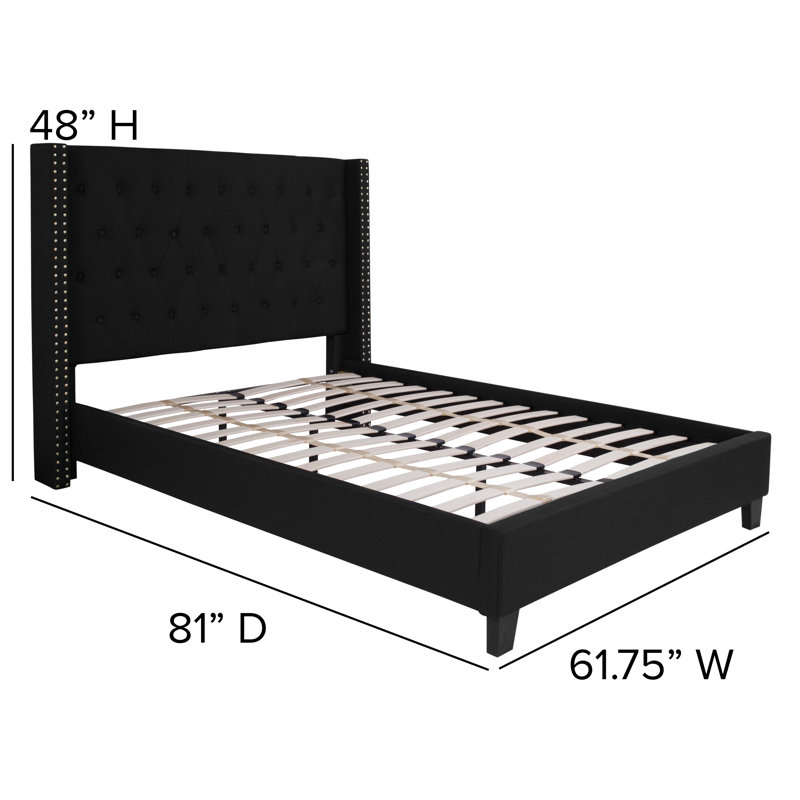 Riverdale Tufted Platform Bed with 10 Inch Pocket Spring Mattress, Full, Black