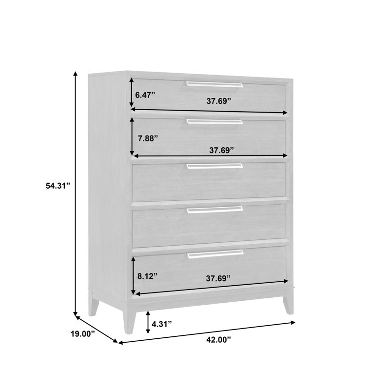 Quincy Brown 5-Drawer Chest with Felt Lined Drawer