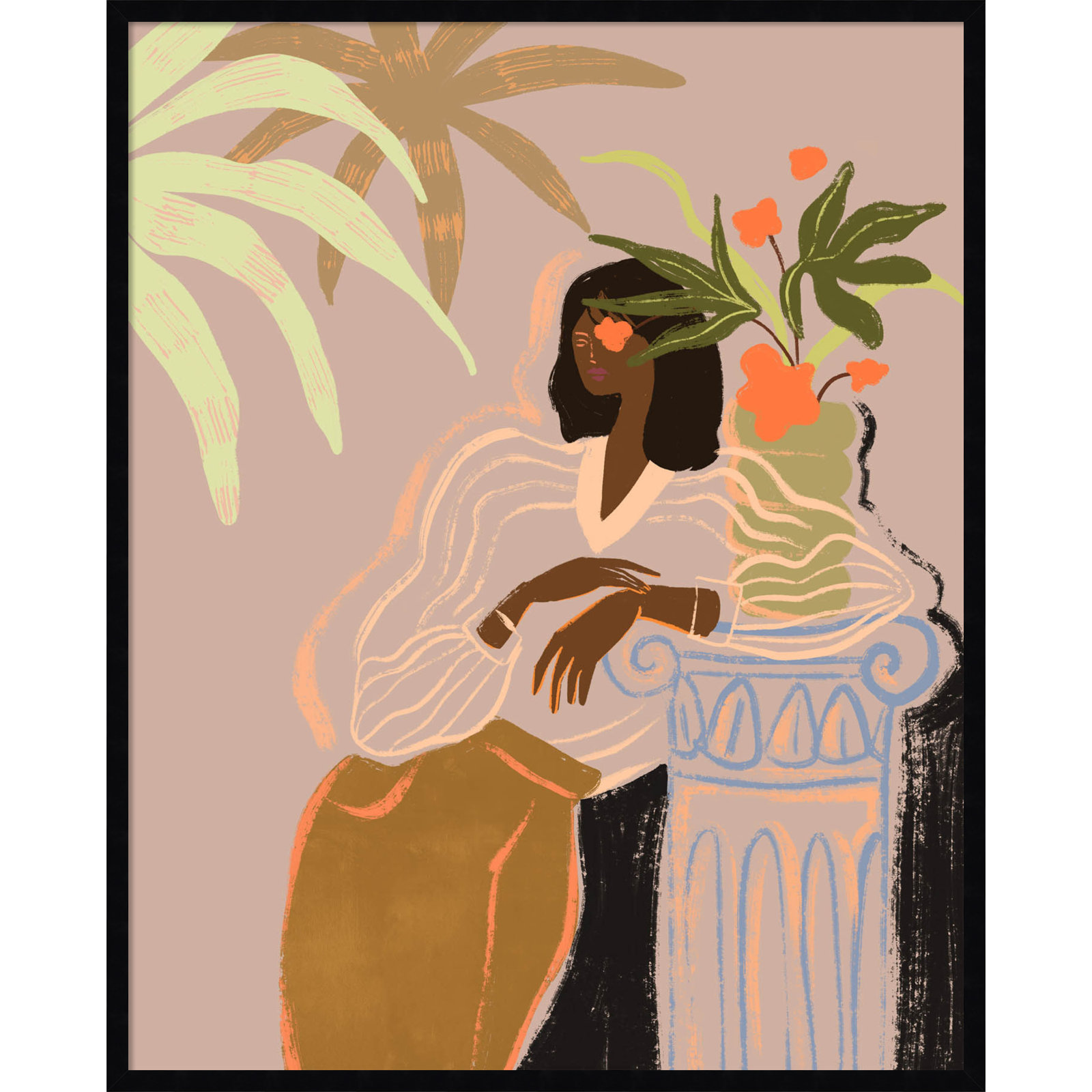 Prudence "Lady in Waiting" Print, Black, 41" H x 33" W