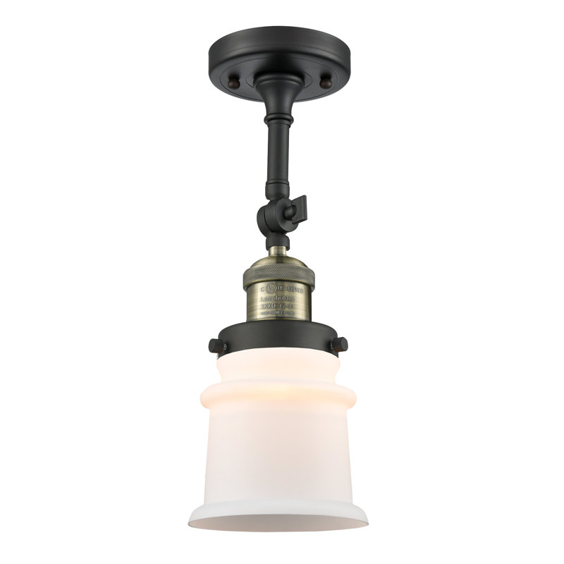 Plafonnier semi-encastré 1 lumière 6 po Alexandira, Ampoule non incluse, Blanc mat, Laiton antique noir