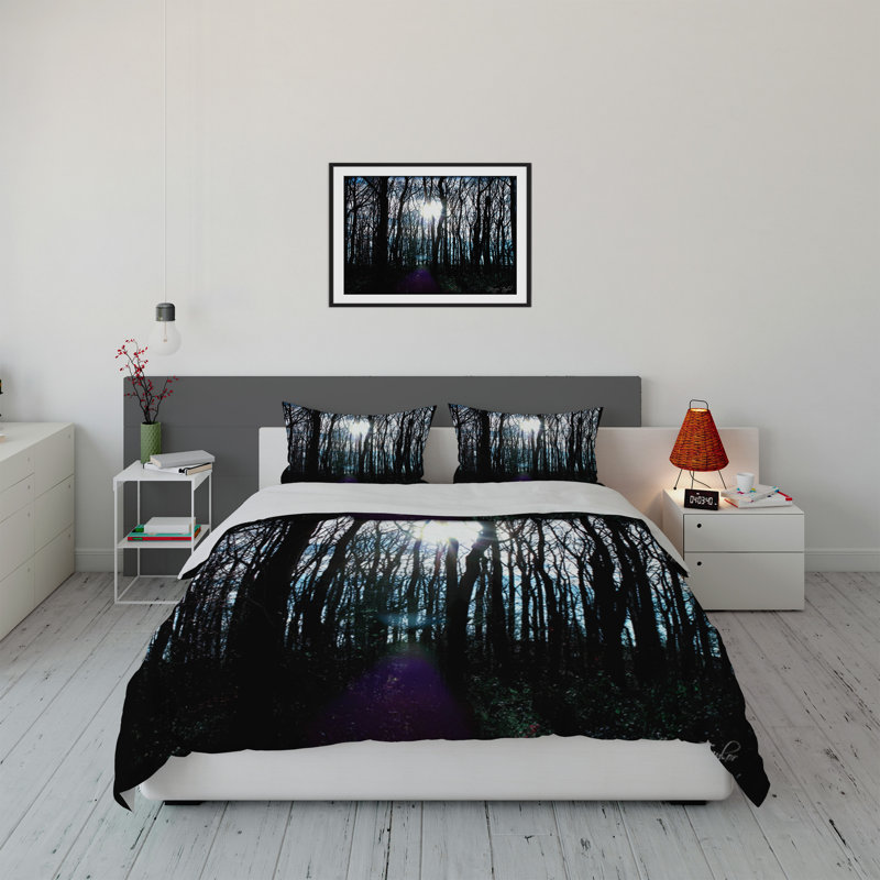 Silhouette Trees Sherpa Comforter Set, King
