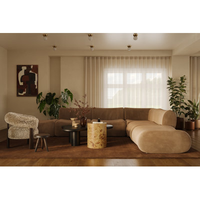 Zenith Latte Brown Velvet Modular Large L-sectional