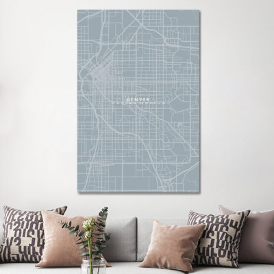 Denver City Map - Wrapped Canvas Print