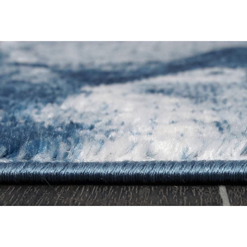 Tapis bleu à motif abstrait Nescatunga, Rectangle 6 pi 6 po x 9 pi 6 po