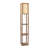 Pinnacle Shelf Floor Lamp For Bedroom/Living Room, Natural Wood With Long Shade