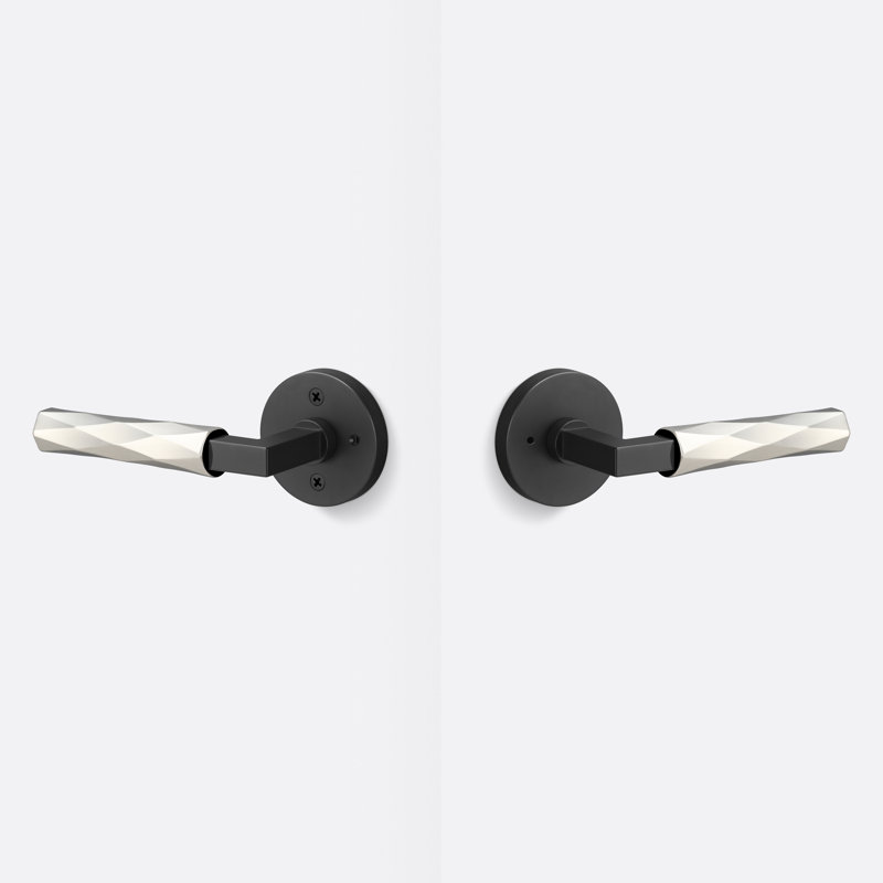 Levanto Round Privacy Rosette, Vertex Grip, Flat Black/Satin Nickel