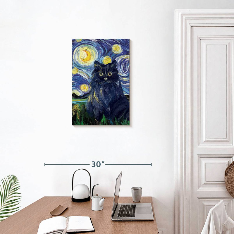 Brampt Abstract Black Cat, 24" H x 16" W