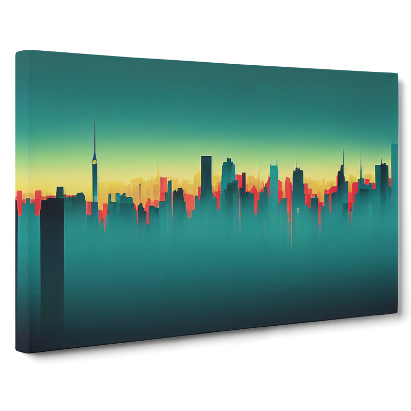 Enlightened Skyscraper Skyline - Wrapped Canvas Print, 50cm H x 76cm W x 3cm D