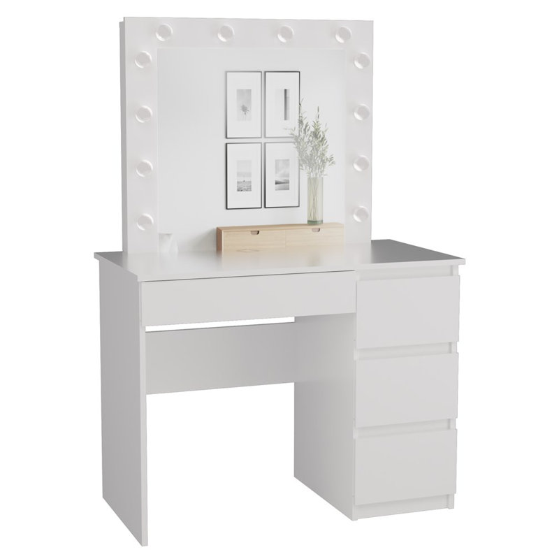 Byson Dressing Table with Mirror, White