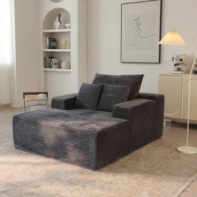 Canapé double nordique de conception minimaliste de 51,2 pouces (environ 130 cm) avec dossier inclinable et coussins doubles
